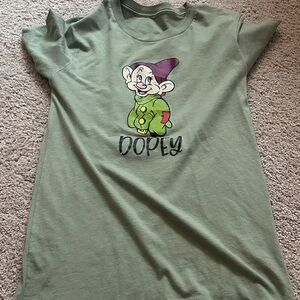 Disney Dopey Short Sleeve Tee in Sage Green with Purple Accent